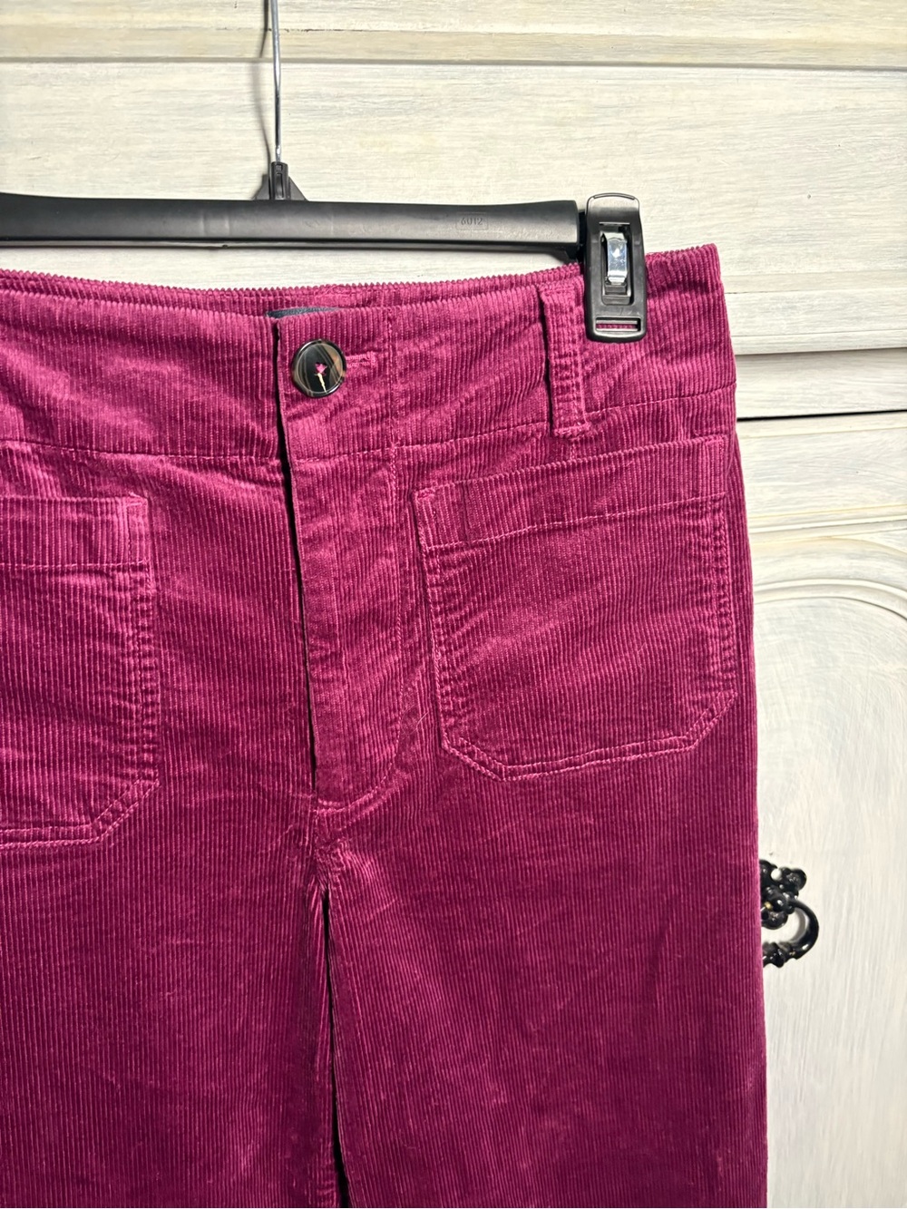 Anthropologie Maeve The Colette Cropped Wide-Leg Corduroy Pants Violet Preppy - Picture 6 of 10